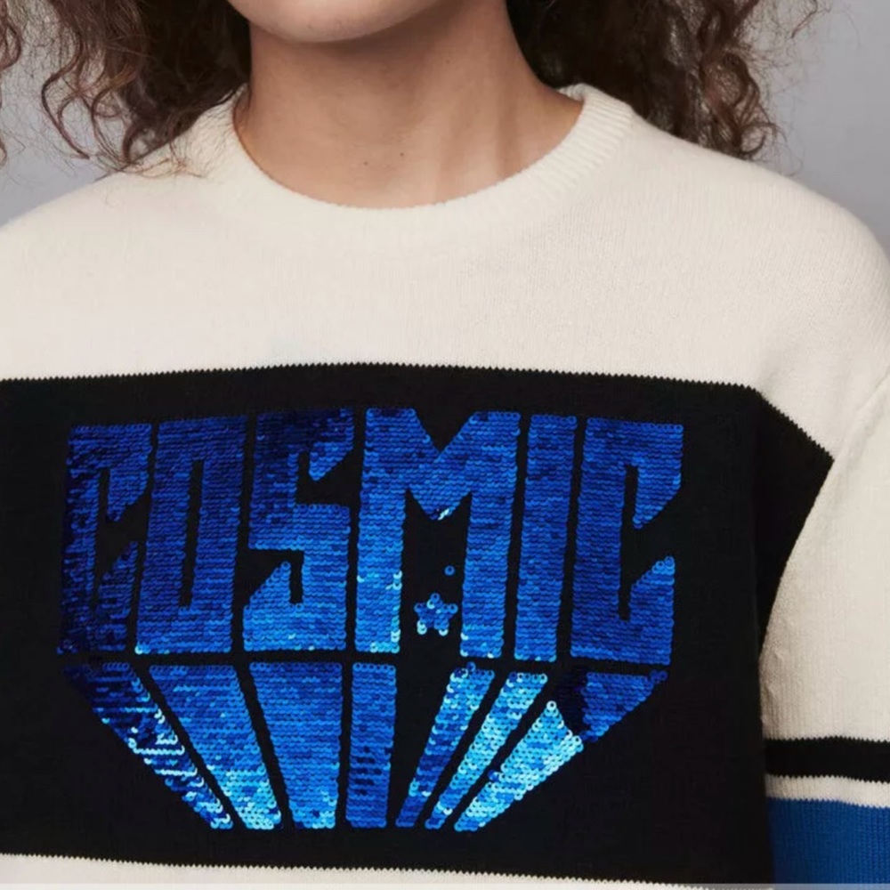 Maje sequin sweater with contrasting details